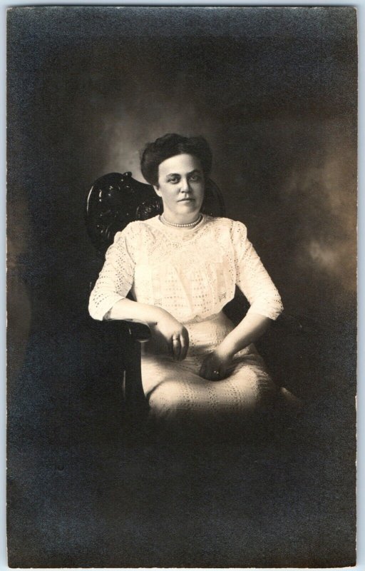 x5 LOT c1910s Lady Portraits RPPC Women Young Middle Age Girls Real Photo A176