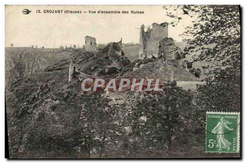 Old Postcard Crozant view D & # 39Ensembie The Ruins