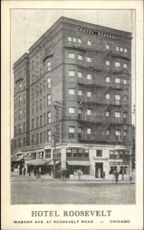 Chicago IL Hotel Roosevelt Wabash Ave c1910 Postcard