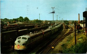 Postcard ON Sudbury The Canadian Pacific Railway Yards & Station Trains 1961 K41