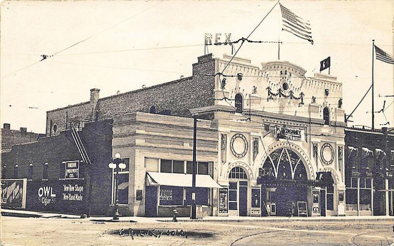 Greeley CO Rex Theatre Posters Movie Marquee Cigar Ad RPPC Postcard