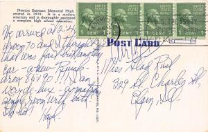 High School, Jacksonville, Illinois, Early Postcard, Used in 1955