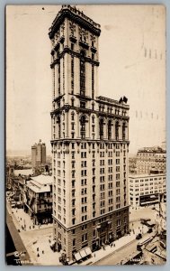 Postcard RPPC c1912 New York City NY Birds Eye View Times Building Shops Signs