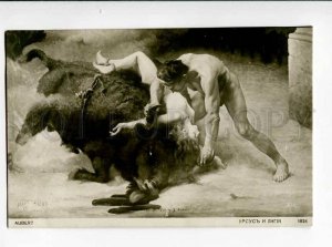 264304 NUDE Woman LIGIA & URSUS Bull by AUBERT Vintage PC