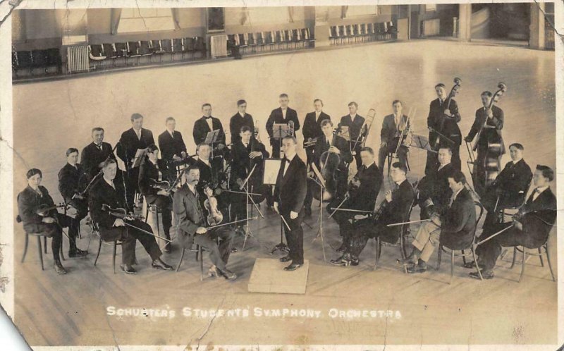 RPPC Schuster's Students Symphony Orchestra Salt Lake City 1914 Vintage Postcard 