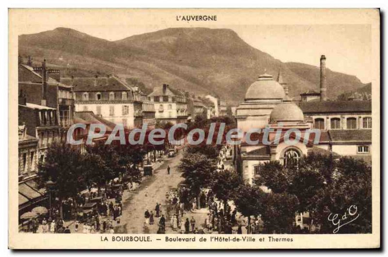 Old Postcard La Bourboule Boulevard De I'Hotel De Ville And Spa