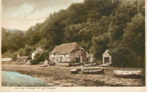 UK England sail & navigation themed postcard Dirrisham fishing boat on beach