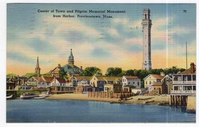 Provincetown, Mass, Center of Town and Pilgrim Memorial Monument