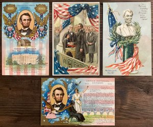 President Abraham Lincoln Birthday Celebration Patriotic Tuck Embossed postcards 