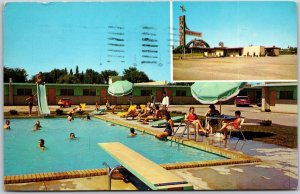 Joplin Missouri MO, 1960 Sands Motor Lodge, Swimming Pool, Vintage Postcard