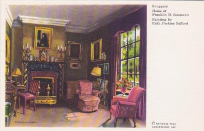 New York Hyde Park Snuggery At Home Of Franklin D Roosevelt Painted By Ruth P...