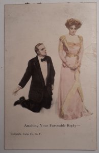Postcard Man proposing to woman - Awaiting your favorable reply