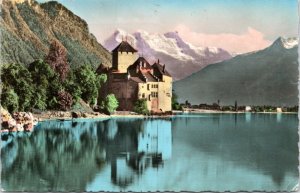 Postcard Switzerland Lac Leman - Chateau de Chillon and the Dents du Midi