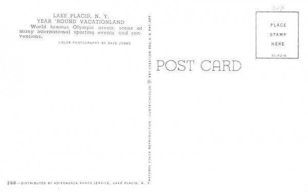 Olympic Arena Lake Placid, New York Postcard