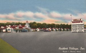 Vintage Postcard Raider's Village Inc. Motel Units Route 1 Sharon Massachusetts