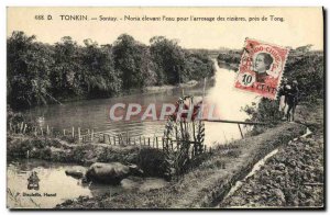 Old Postcard Tonkin Sontay Noria Raising the & # & # 39Eau For 39Arrosage Des...