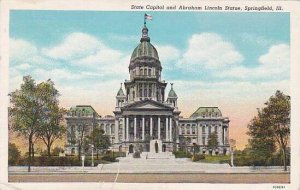 Illinois Springfield State Capitol And Abraham Lincoln Statue