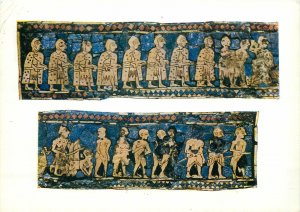 Painting art Postcard Sumerian soldiers Mosaic Standard British Museum