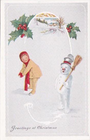 Merry Christmas With Snowman and Children