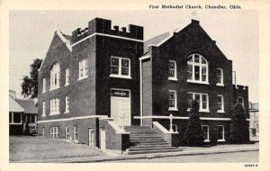 Chandler Oklahoma First Methodist Church Street View Antique Postcard K21418 