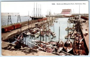 GALVESTON, Texas TX ~ Boats Docks MOSQUITO FLEET c1910s  Postcard