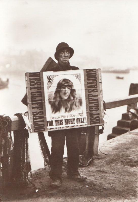 Victorian Sandwich Man at Coffee House Corner Cafe Whitby Yorkshire Postcard