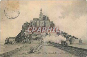 Old Postcard Mont Saint Michel View from the breakwater coast of Train Arrival