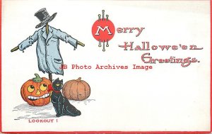 297465-Halloween, Gibson No GIB05-2, Scarecrow Wearing Jacket, JOL & Black Cat