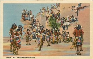 Fred Harvey Linen Postcard Hopi Indian Snake Dance, Prayers for Rain, Unposted