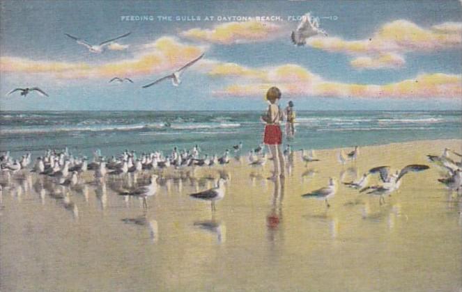 Florida Daytona Beach Feeding The Seagulls 1950