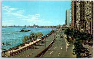 Postcard - Franklin D. Roosevelt Drive, Along the East River - New York City, NY