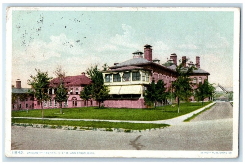 1910 University Hospital Michigan Exterior Building Ann Arbor Michigan Postcard 