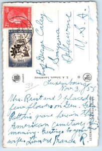 Luxembourg Postcard American Cemetery Cross in Graveyard 1955 Vintage