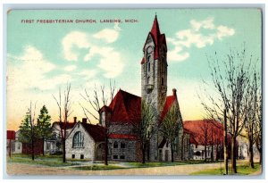 1912 First Presbyterian Church Chapel Exterior Lansing Michigan Vintage Postcard 