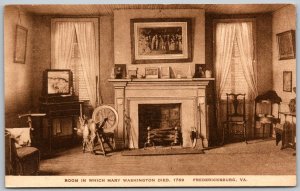 Fredericksburg Virginia 1930s Postcard Room IN Which Mary Washington Died