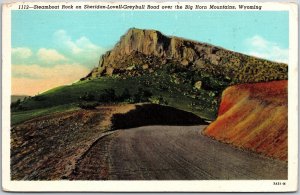 1930 Steamboat Rock Sheridan-Lovell-Greybull Road Big Horn Mts. Wyoming Postcard