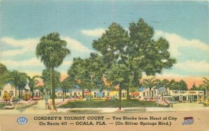 Florida Ocala Cordrey's Tourist Court 1950 Postcard roadside linen 22+2658
