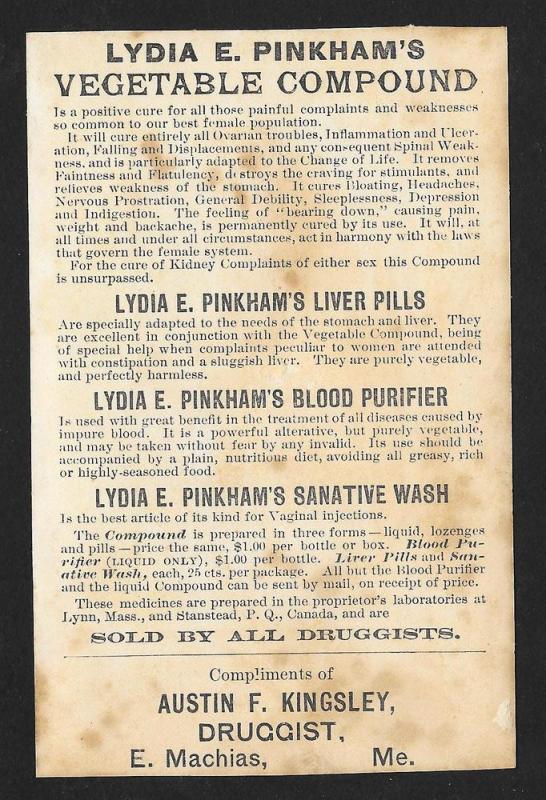 VICTORIAN TRADE CARD LE Pinkham's Vegetable Compound