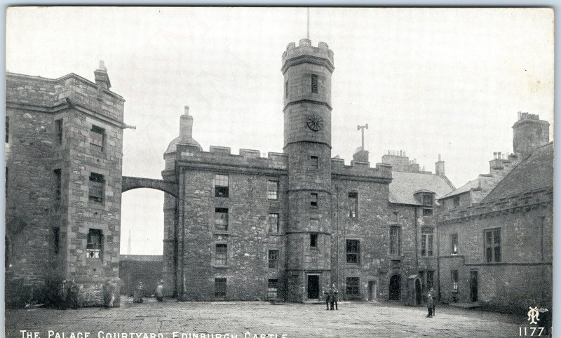 c1900s Edinburgh, Scotland Palace Courtyard Castle Clock Tower Stone PC A341