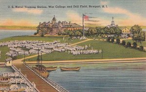 Postcard U.S. Naval Training Station War College Drill Field Newport RI