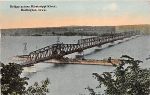 J49/ Burlington Iowa Postcard c1910 Bridge Mississippi River Barge 201