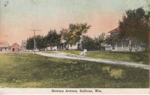 Sullivan Wisconsin WI ~ Newton Avenue ~ Vintage c1911 Postcard