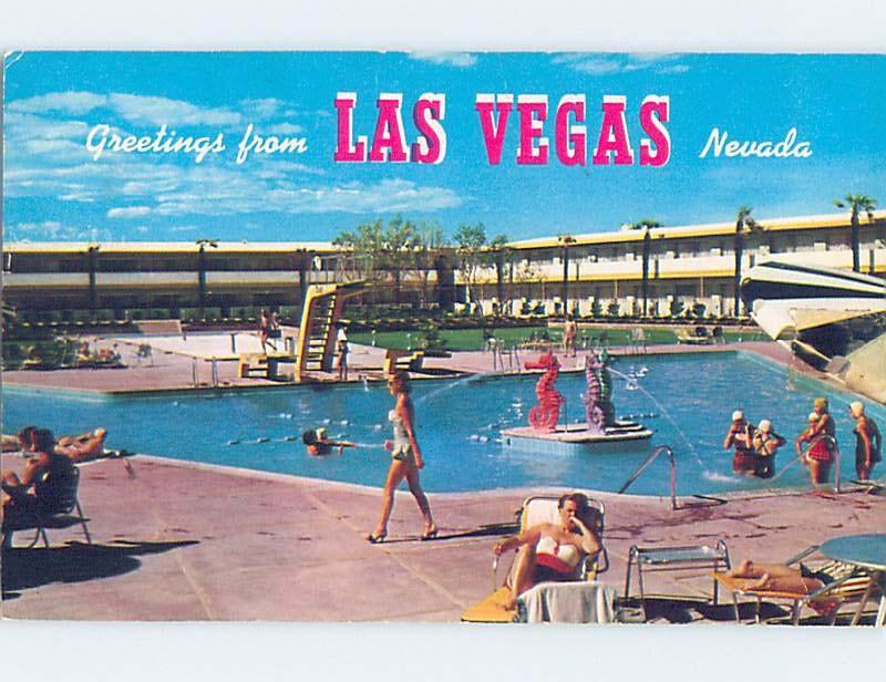 Pre-1980 SWIMMING POOL AT DUNES CASINO HOTEL Las Vegas Nevada NV B2473