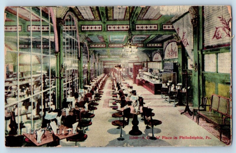 Philadelphia Pennsylvania PA Postcard Childs Restaurant Dining Interior Scene