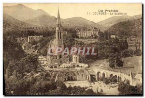 Old Postcard Lourdes Basilica