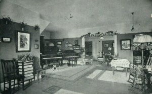 1916 Alice Doty Wernicke Home Living Room Pianos Aurora Illinois IL Postcard