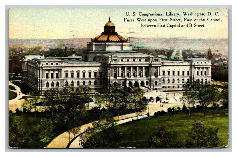 Vintage 1910 Postcard Panoramic View of the Library of Congress Washington DC