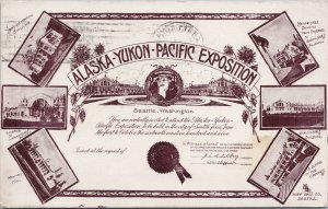 Seattle WA Alaska Yukon Pacific Exposition Invitation AYPE c1909 Postcard E81 