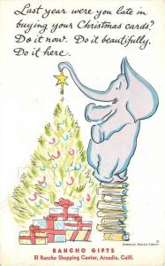 Artist impression 1961 Christmas Tree Elephant postcard 5541