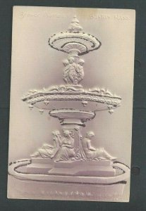 Ca 1905 Post Card Boston MA Brewers Fountain  Pale Violet W/Glitter Airbrushed--